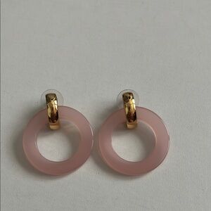 Gold and Pink Hoop Earrings